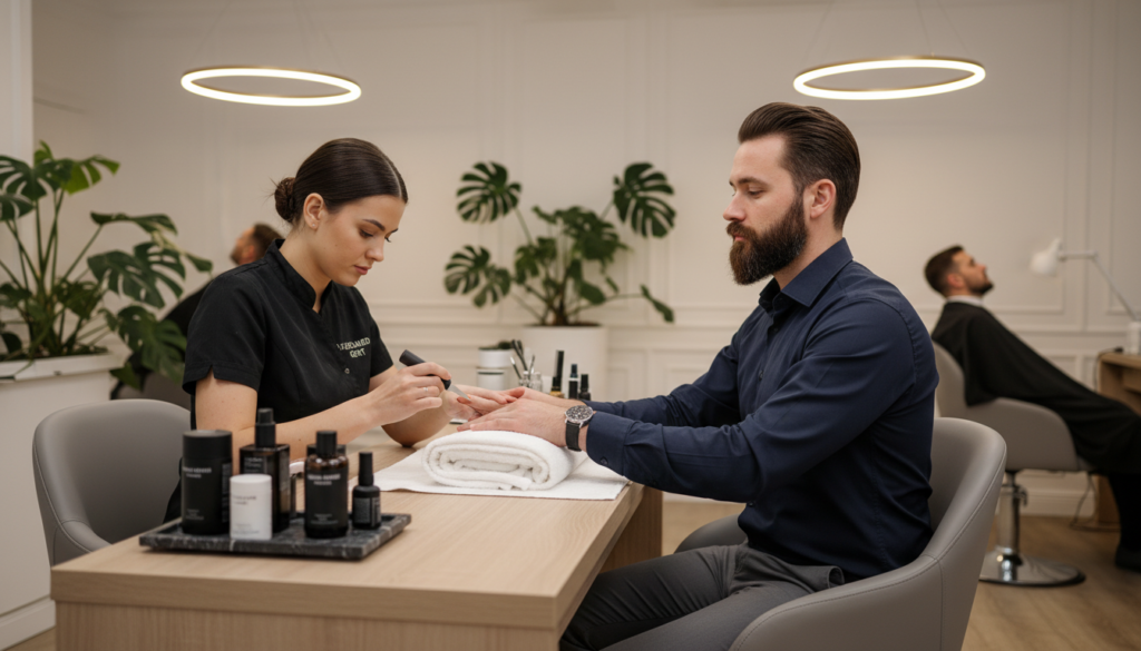 men's manicure process